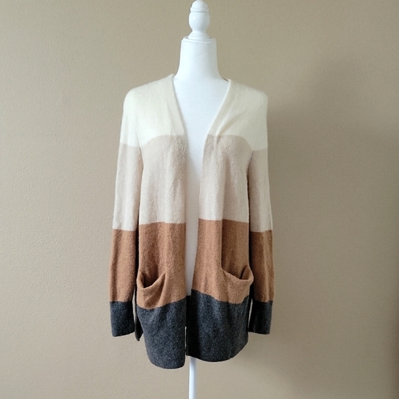 Madewell Womens Kent Colorblock Merino Wool Blend Cardigan Coziest Yarn - Size M - Picture 1 of 11